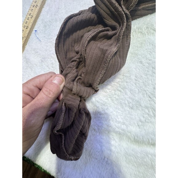 Bad society Club Dark Brown Ribbed Leggings Form Fit Y2K V Line XL Soft Comfy - Picture 5 of 12